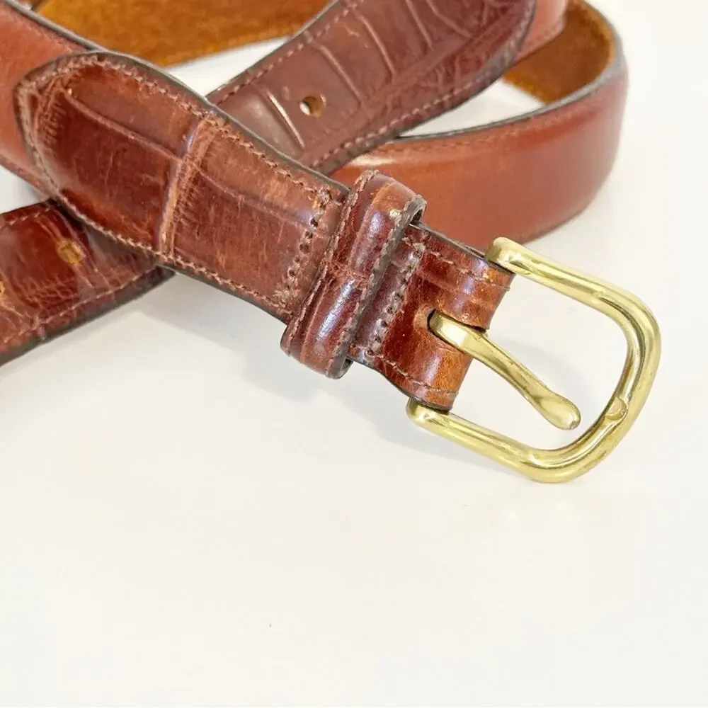 Vintage Lands' End Brown Leather Men's Belt Made in USA